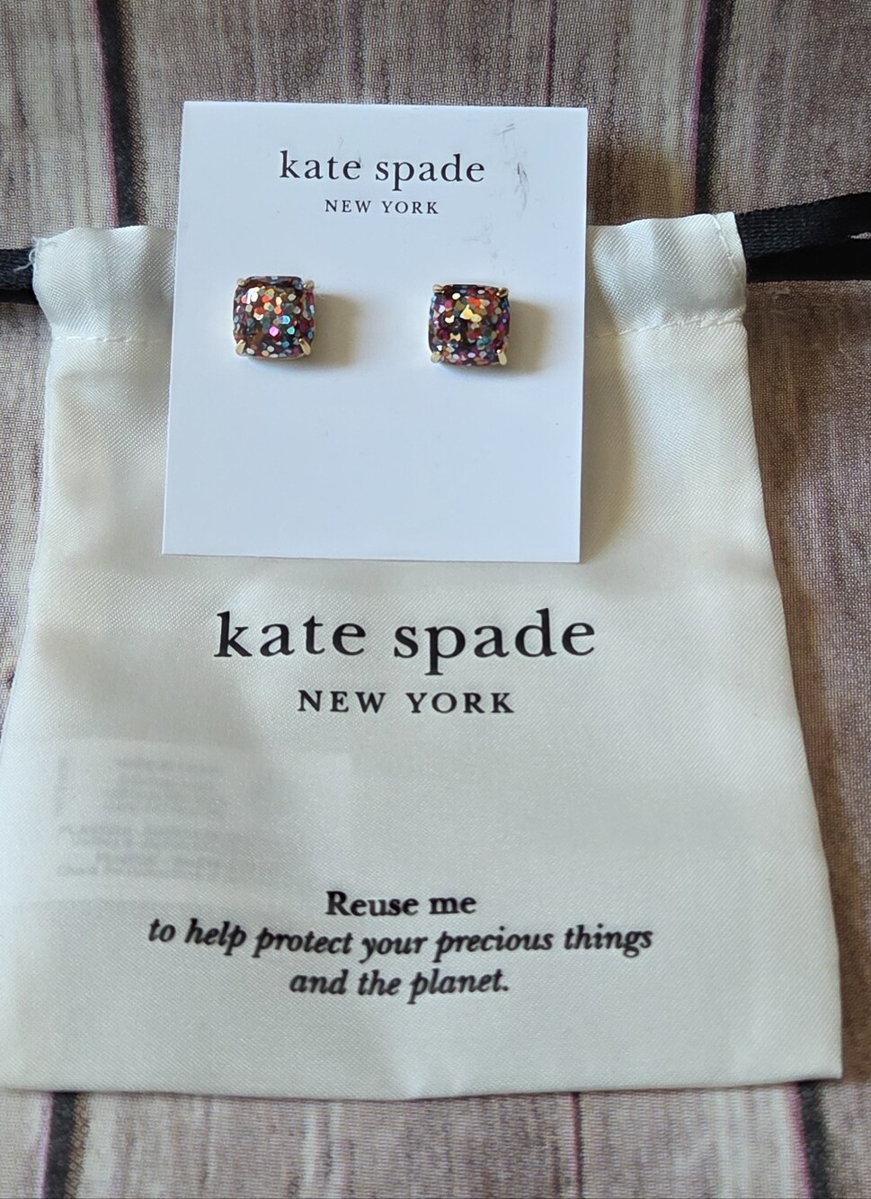 kate spade New York Multicolor Glitter Stud Earrings Dust Bag Included